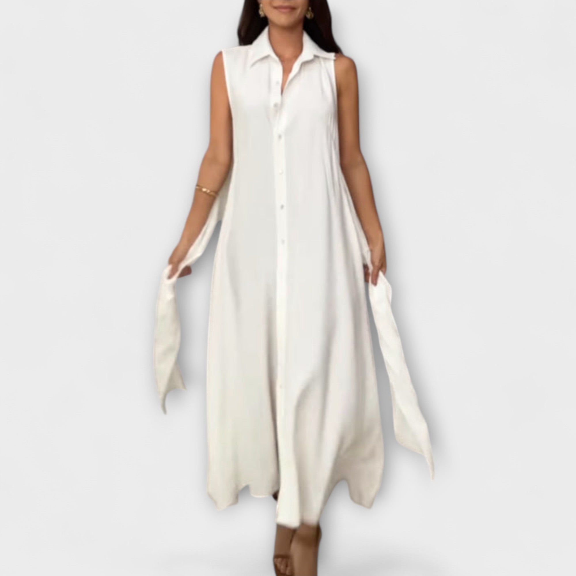 Mira - Vestido Midi de uma só linha com detalhe de laço
