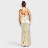 Eira - Vestido de cetim decorado com cordão nas costas