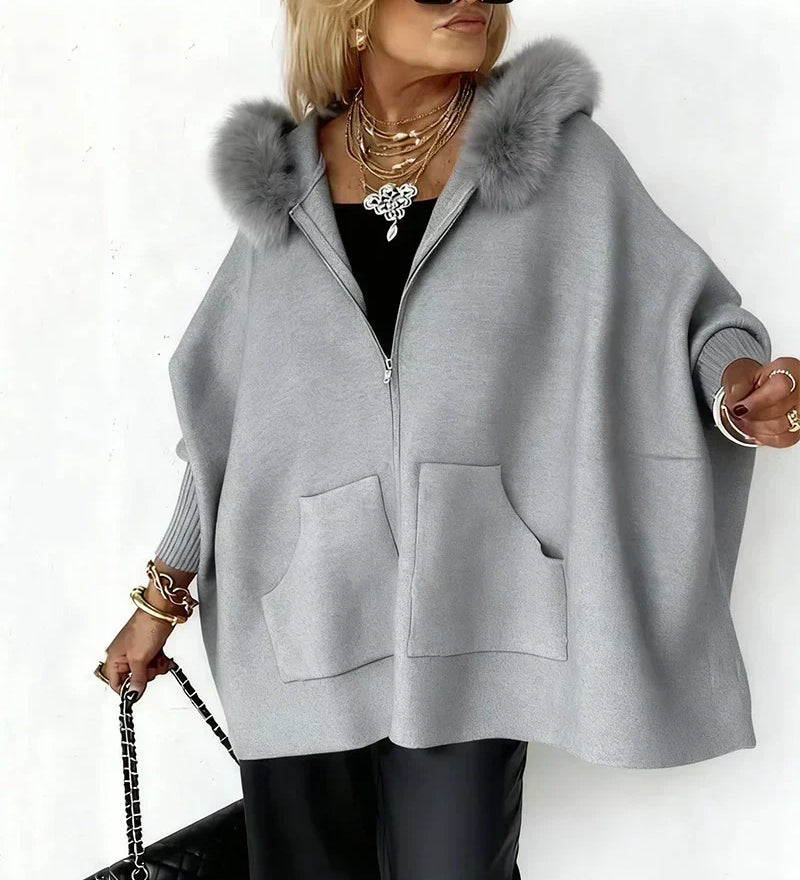 ARABELLE | Casaco Casual com Capuz e Gola de Pelo