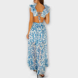 Elin - Vestido Maxi com Detalhes de Renda e Recortes