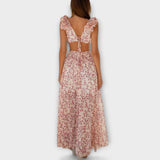 Elin - Vestido Maxi com Detalhes de Renda e Recortes