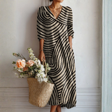 Doris | Vestido Midi com padrão gráfico de ondas