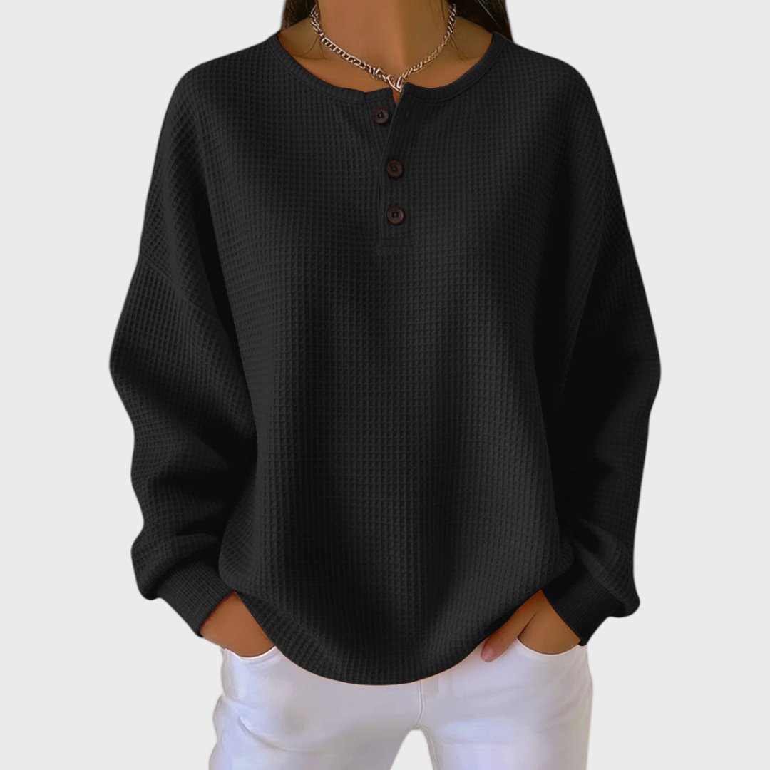 Hélène - Pullover de malha waffle suave