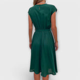 Claire - Vestido Midi Casual de Manga Curta Plissado