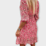 Vestido com Mangas Bufantes Florido para Senhoras