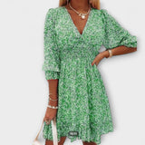 Vestido de Mangas Bufantes Florido para Mulheres