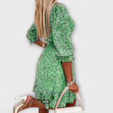Vestido com Mangas Bufantes Florido para Senhoras