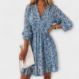 Vestido com Mangas Bufantes Florido para Senhoras