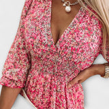 Vestido com Mangas Bufantes Florido para Senhoras