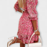 Vestido com Mangas Bufantes Florido para Senhoras