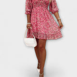 Vestido com Mangas Bufantes Florido para Senhoras