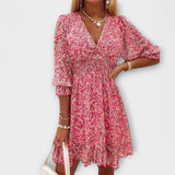 Vestido com Mangas Bufantes Florido para Senhoras