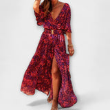 Sabine - Vestido Maxi Envolvente Estiloso com Design Fluido
