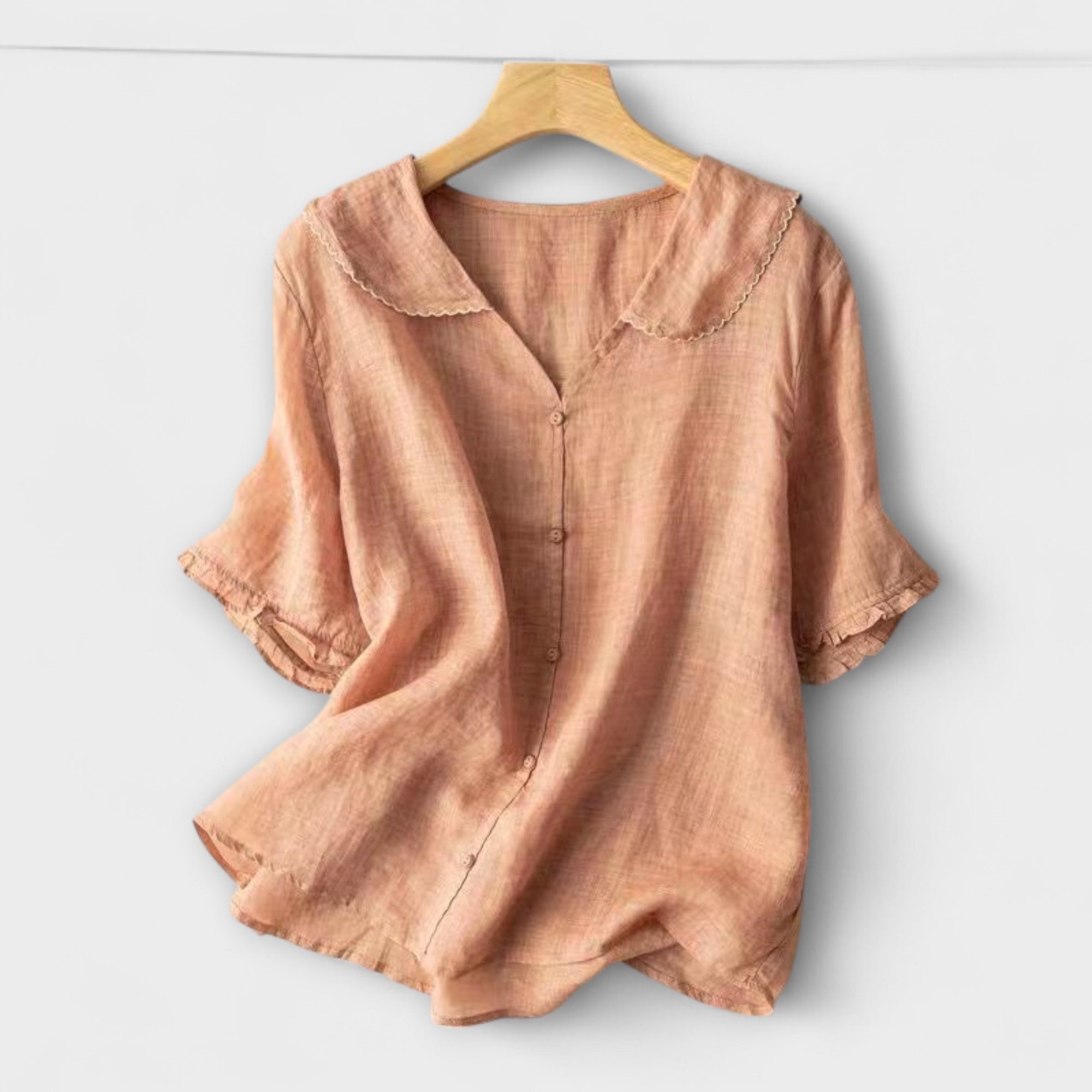 Bethli™ | Camisa de Linho com Colarinho Peter Pan