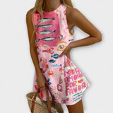 Inês - Vestido Mini Rosa Miraba Padrão
