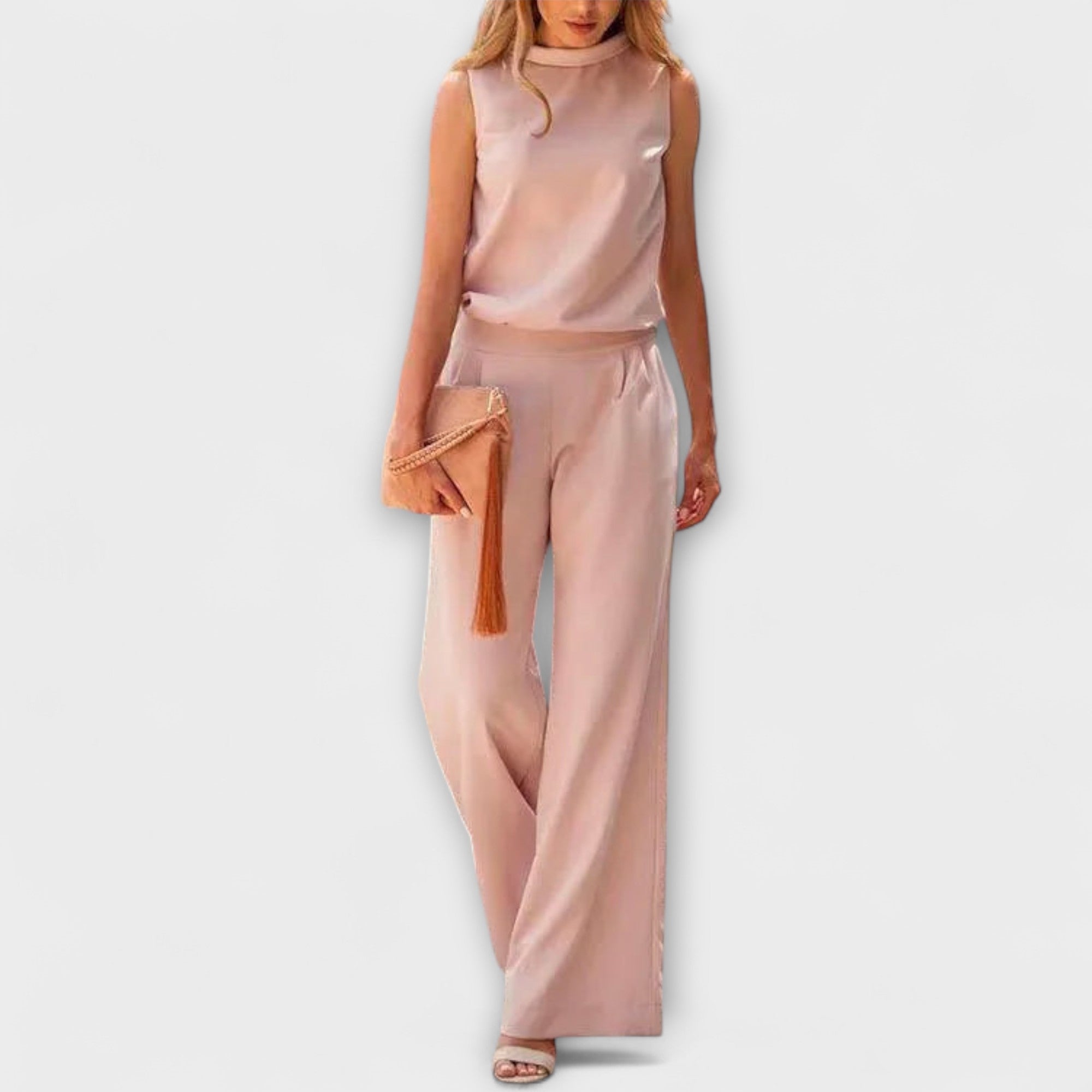 Ariana - Calças Fluidas Femininas e Top Minimalista