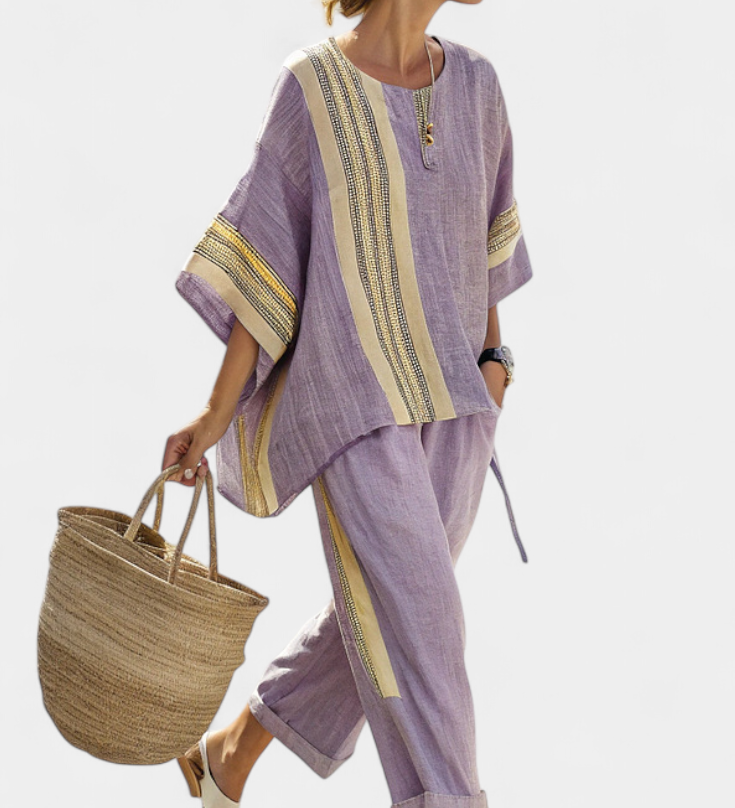 Lorena - Conjunto de Linho e Bambu Boho
