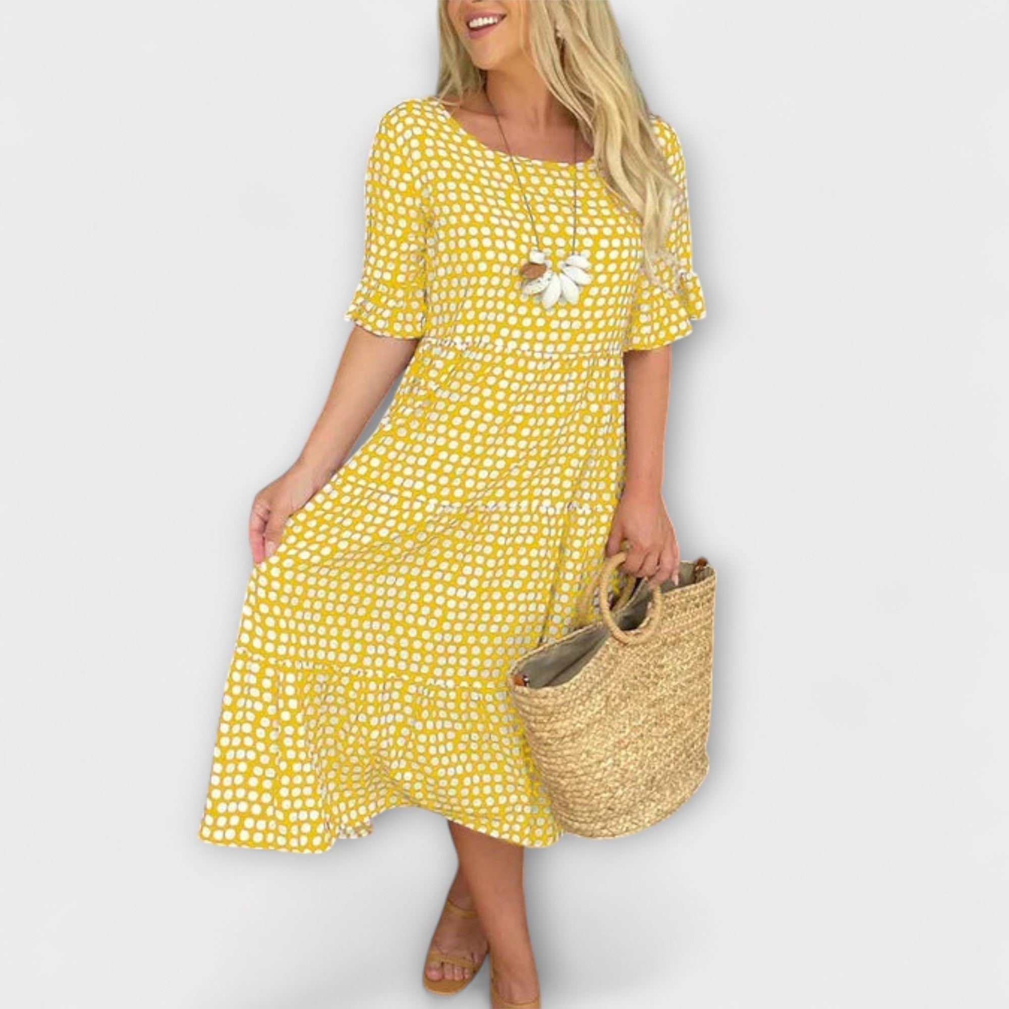 Blythea – Vestido Midi Casual em Camadas