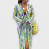 Elina – Vestido Maxi com Decote em V e Estilo de Férias