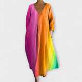 Fiona - Vestido longo e colorido com decote em V