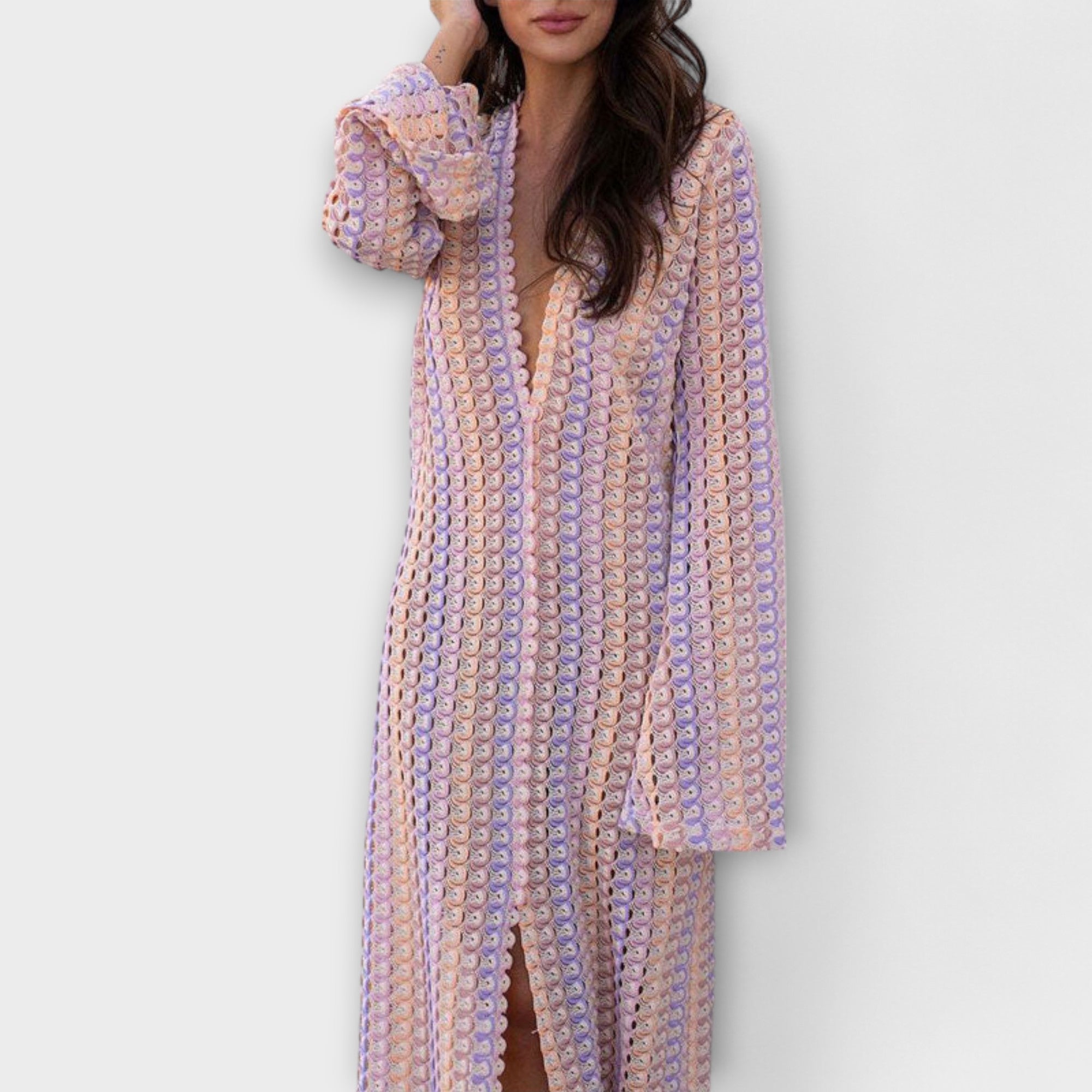 Elina – Vestido Maxi com Decote em V e Estilo de Férias