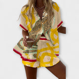Filipa - Conjunto Chic de Leopardo Curto