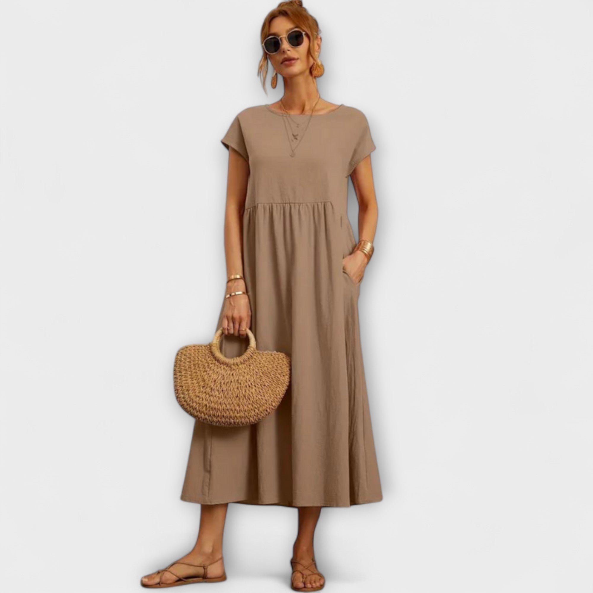 Elena | Vestido Midi de Verão Leve com Corte Império