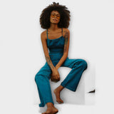 Julie - Macacão de Denim com Detalhe de Cinta