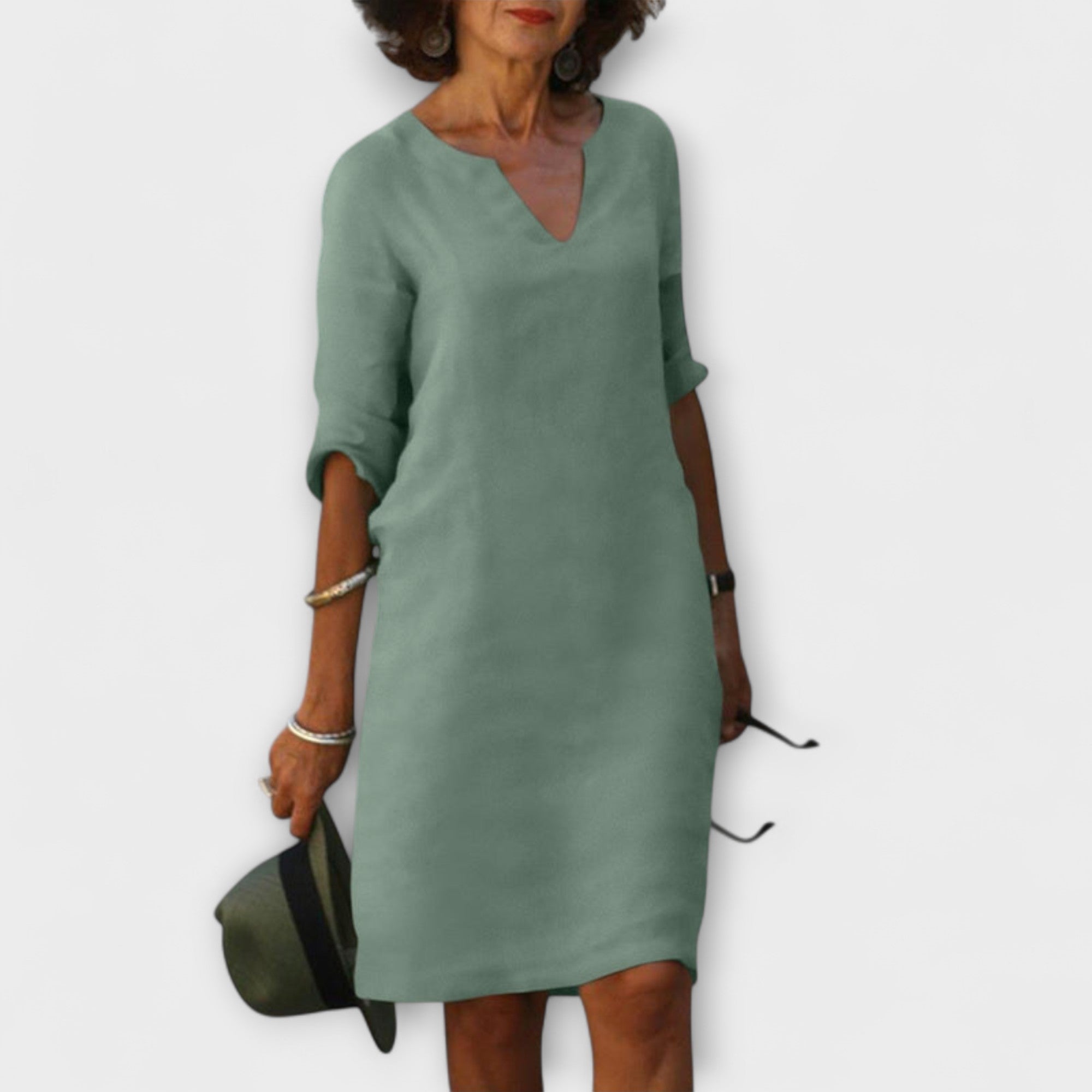 Ellyse | Vestido de Verão com Decote em V em Petrol