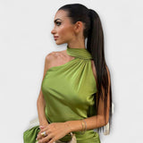 Vestido Maxi Halter Off-Shoulder Elegante