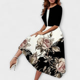 Cornelia | Vestido Midi em Look de Dois Peças com Estampado Floral