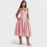 Rosalie - Vestido de corpete sem mangas refinado