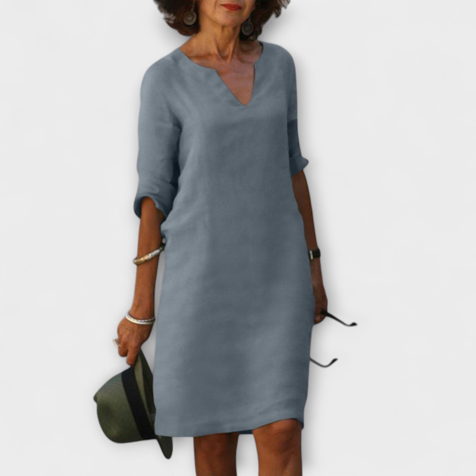 Ellyse | Vestido de Verão com Decote em V em Petrol