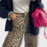 Chandra - Jeans Vintage com Padrão de Leopardo