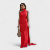 Vestido Maxi Halter Off-Shoulder Elegante