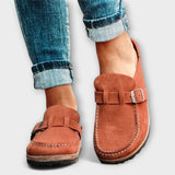 Mocassins ortopédicos para senhora com fivela decorativa