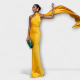 Vestido Maxi Halter Off-Shoulder Elegante