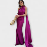 Vestido Maxi Halter Off-Shoulder Elegante