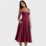 Rosalie - Vestido de corpete sem mangas refinado