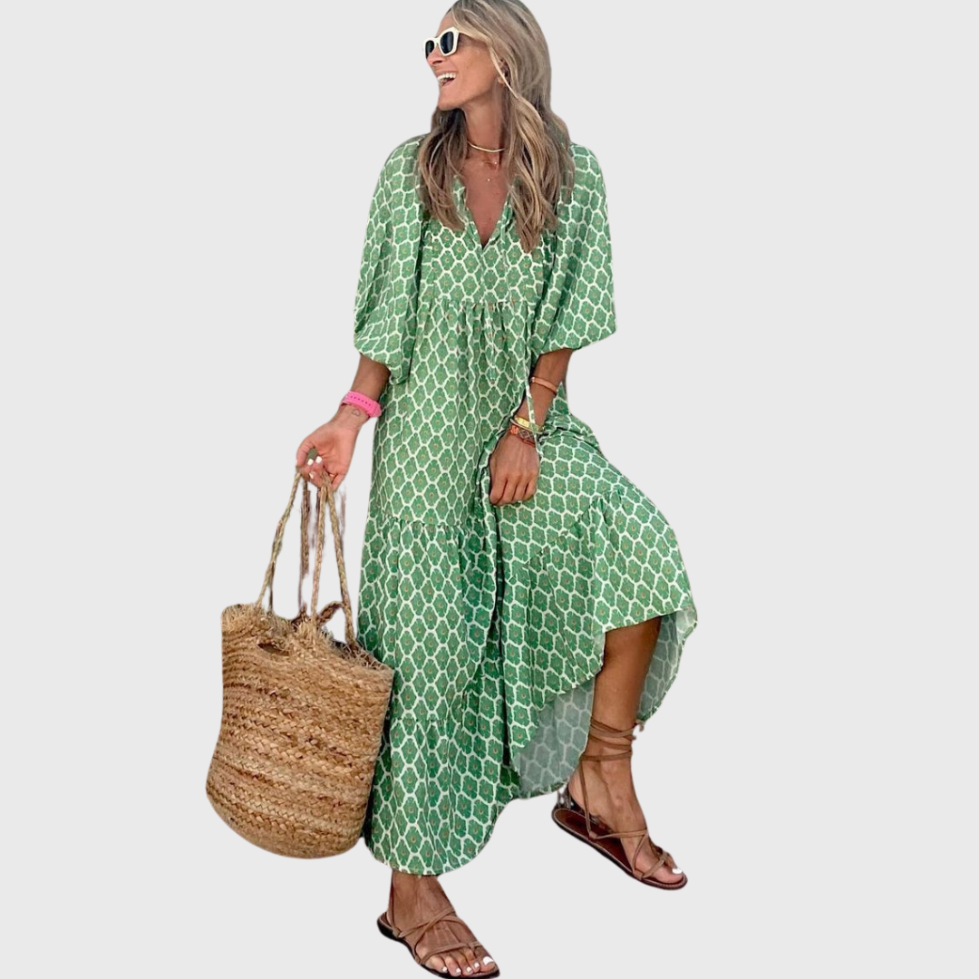 Fleur | Vestido Maxi Relaxante com Mangas de Quimono