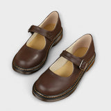 Sapatos Vintage Mary Jane para Mulheres – Sapatos de Couro Clássicos com Fivela e Sola Confortável