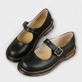 Sapatos Vintage Mary Jane para Mulheres – Sapatos de Couro Clássicos com Fivela e Sola Confortável