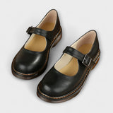 Sapatos Vintage Mary Jane para Mulheres – Sapatos de Couro Clássicos com Fivela e Sola Confortável