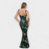 Thalia - Vestido de Festa com Estampado Floral e Alças Amarradas