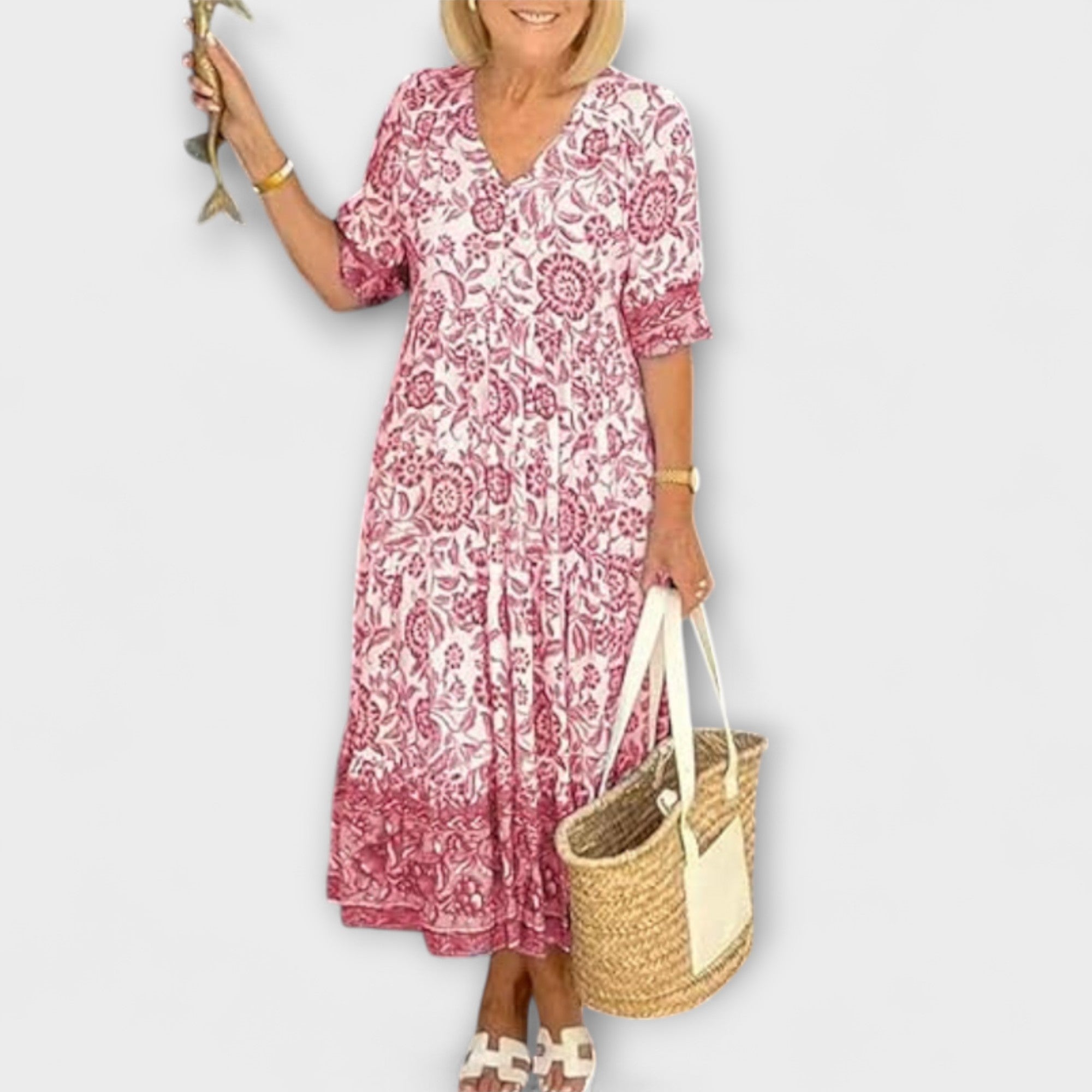 Caitlin - Vestido de flores elegante com um design leve