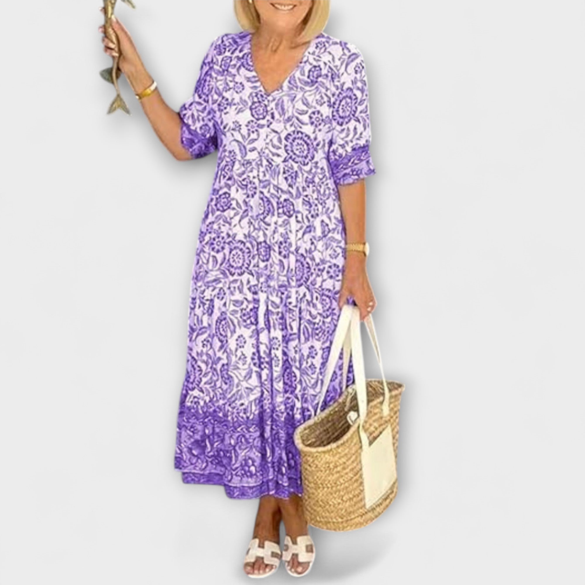 Caitlin - Vestido de flores elegante com um design leve