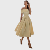 Romy - Elegante Vestido Maxi Drapado Off-the-Shoulder