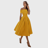 Romy - Elegante Vestido Maxi Drapado Off-the-Shoulder