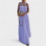 Briar - Um elegante vestido maxi em tecido misto com tranças drapeadas