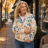 Claudia™ | Cardigan com Folhas em Aquarela